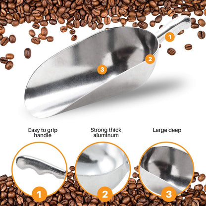 Cast Aluminum Utility Scoop, 5-Ounce - Round Bottom, Small ice scoop For Multi-Purpose Use, With Finger Groove Handle (Hand Wash Only) 5 oz.