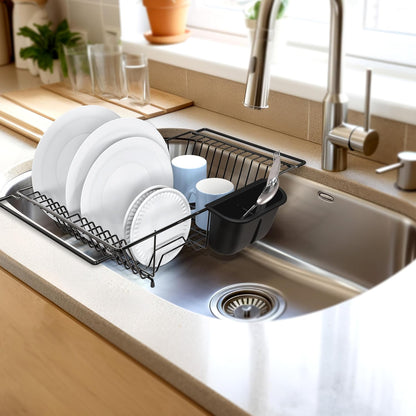 Simple Houseware Over Sink Counter Top Stainless Steel Dish Drainer Drying Rack, Chrome