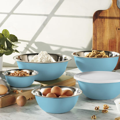 WHYSKO Stainless Steel Mixing Bowl Set, 10 Piece Stainless Steel Mixing Bowls with Lids Set for Food Prep Storage and Serving, Dishwasher Safe for Kitchen Baking Cooking, Silver