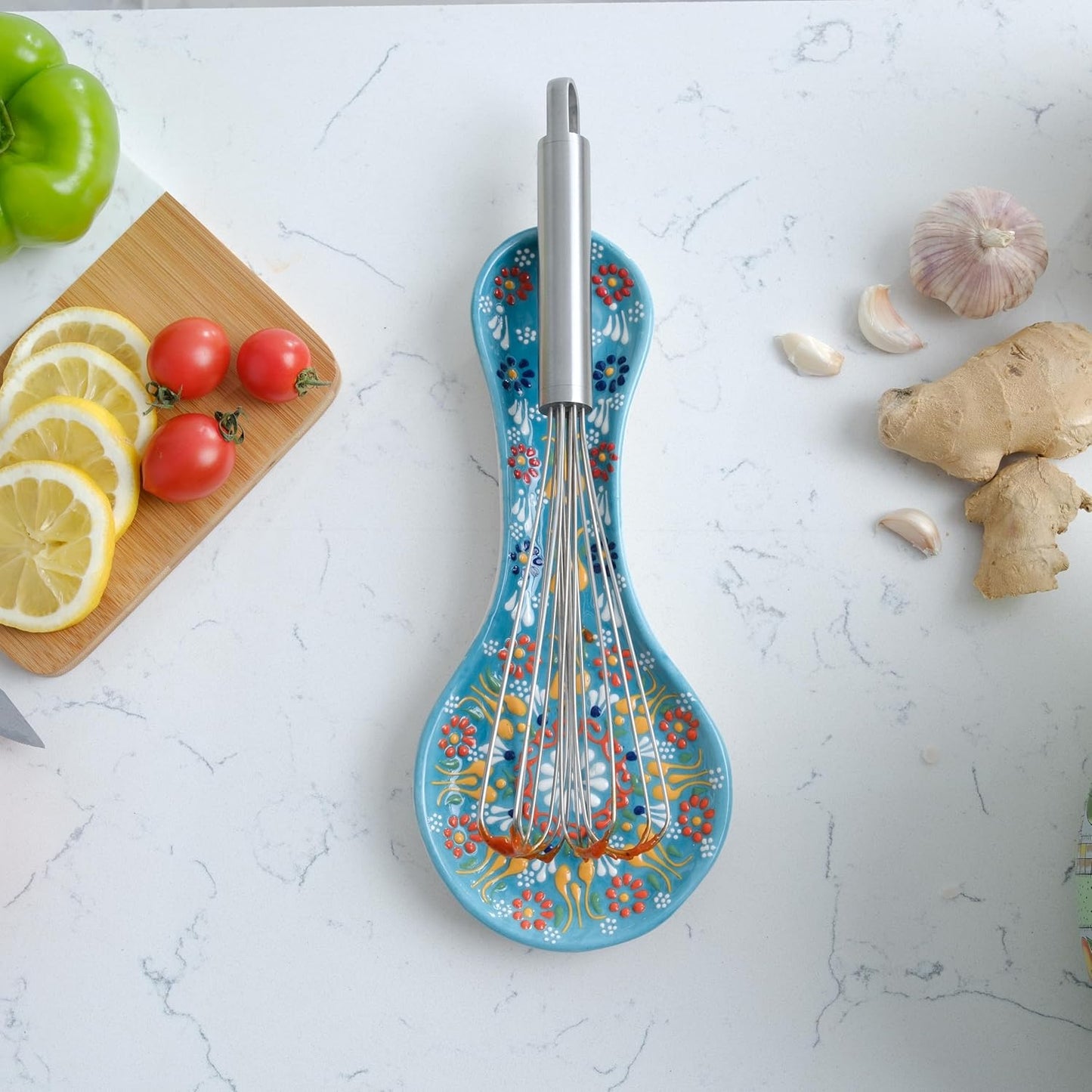 Handmade Spoon Rest, Ceramic Spoon Rest for Stove Top, 10" Spoon Rest for Kitchen Counter, Dishwasher Safe Spoon Holder for Stove, Housewarming Gifts Utensil Rest, Colorful Spoon Rests (Black)