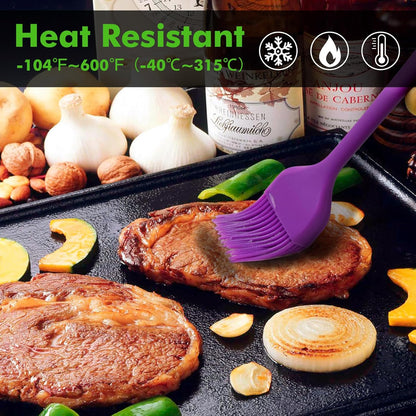HOTEC 2 pieces Set Basting Brushes Silicone Heat Resistant Pastry Brushes Spread Oil Butter Sauce Marinades for BBQ Grill Barbecue Baking Kitchen Cooking BPA Free Dishwasher Safe (Classic Blue)