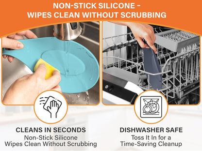 Silicone Spoon Rest for Stove Top Set of 2 – HEAT RESISTANT DISHWASHER SAFE Kitchen Utensil Holder for LARGE Utensils - Won’t Break - Non-Slip - Ideal for Glass & Induction Cooktops - for Home Cooks