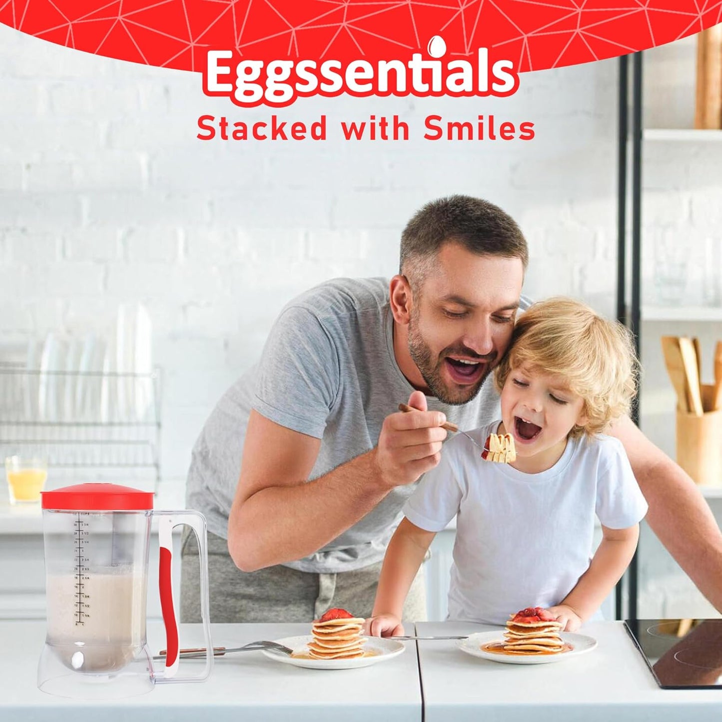 Eggssentials - Pancake Batter Dispenser with 5-Cup Capacity - Waffle Batter Dispenser for Pancakes, Cupcakes & Crepes, Easy-Squeeze Handle, Dishwasher Safe - Black Pancake Dispenser