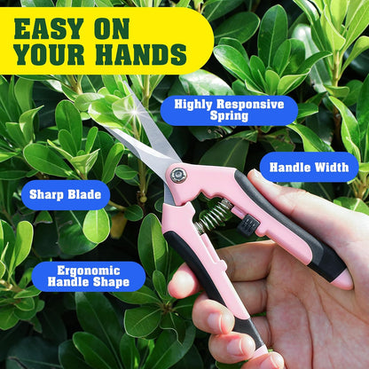 EWPJDK 4 Pack Garden Pruning Shears, Stainless Steel Garden Shears, Gardening Shears, Garden Scissors, Clippers, Pruning Snips, Pruning Shears for Gardening Tools (4PCS Yellow Orange Green)