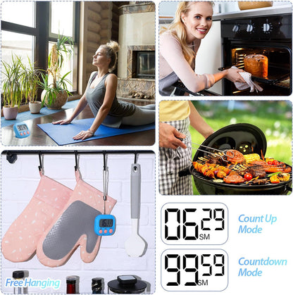 Leumoi 24 Pcs Digital Kitchen Timers Bulk Small Magnetic Timer On/Off Switch Minute Second Count up Countdown Loud Alarm for Classroom Cooking Baking(Black)