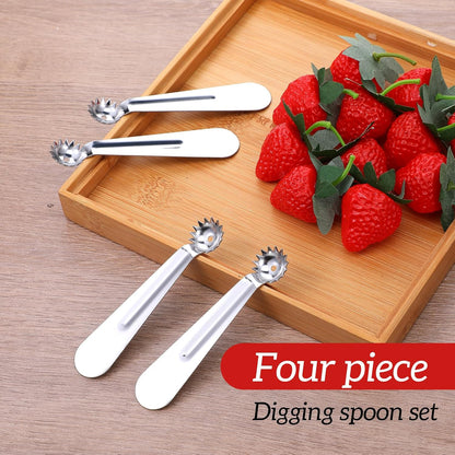 SHENLIU 4Pcs Strawberry Hullers, Stainless Steel Tomato Corer Tool, Tomato Stem Corer Pineapple Pitter Tool, Strawberries Huller Stem Remover for Strawberry,Tomatos,Vegetable and Fruit Corers