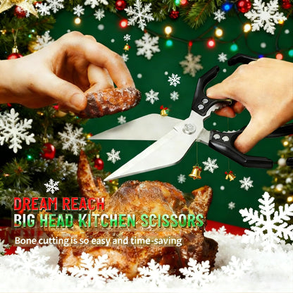 Multifunctional Heavy-Duty Kitchen Shears,Ultra Sharp Stainless Steel Poultry Shears,Multipurpose Food Scissors for Chicken, Meat,Fish, Vegetables,Bone Cutting(Silver)