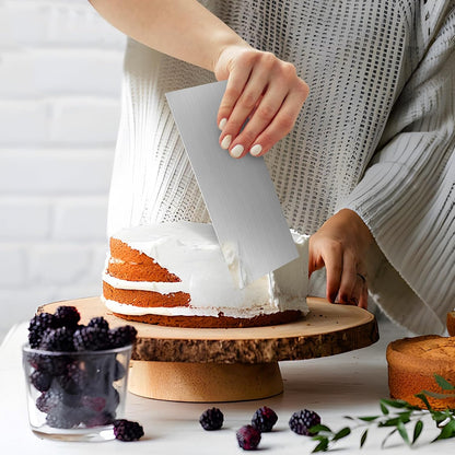 3 Pcs Stainless Steel Cake Scraper, 8.6-inch Double Sided Patterned Edge Stripe Edge Smoother Scraper, Cake Decorating Comb Metal Cake Scraper for Butter Mousse Cream Decoration