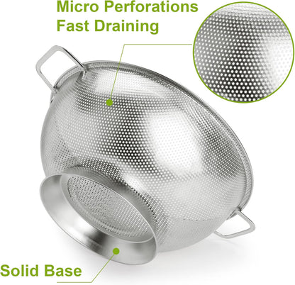 Gulex Colander Stainless Steel 3-Quart, Strainer for Kitchen Food, Dishwasher Safe