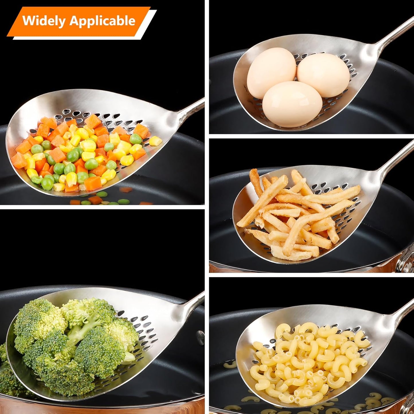 Skimmer Slotted Spoon, 304 Stainless Steel Spider Strainer Skimmer Ladle Spoon for Cooking and Frying, Pasta, Spaghetti, 4.3 inch, Dishwasher safe
