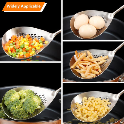 Skimmer Slotted Spoon, 304 Stainless Steel Spider Strainer Skimmer Ladle Spoon for Cooking and Frying, Pasta Strainer Spoon for Draining, 4.3 Inch
