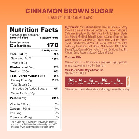 Magic Spoon High Protein Pastries, Strawberry & Cinnamon – 11g Protein, 6g Fiber, 5g Net Carbs, 3g Sugar – Gluten Free, Grain Free, Keto Friendly Protein Snacks – 2 Boxes (8 Pastries Total)