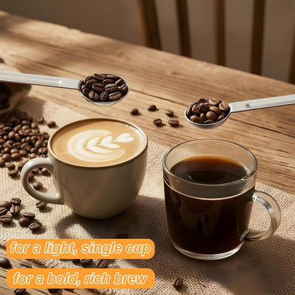 Double Sided Measuring Spoon, Stainless Steel Coffee Measuring Tablespoon 1 Tsp (5ml) & 1 Tbsp (15ml) Dual-Measure Long-Handle Spoons for Tea Sugar Coffee Baking Precise Measurements(Silver')