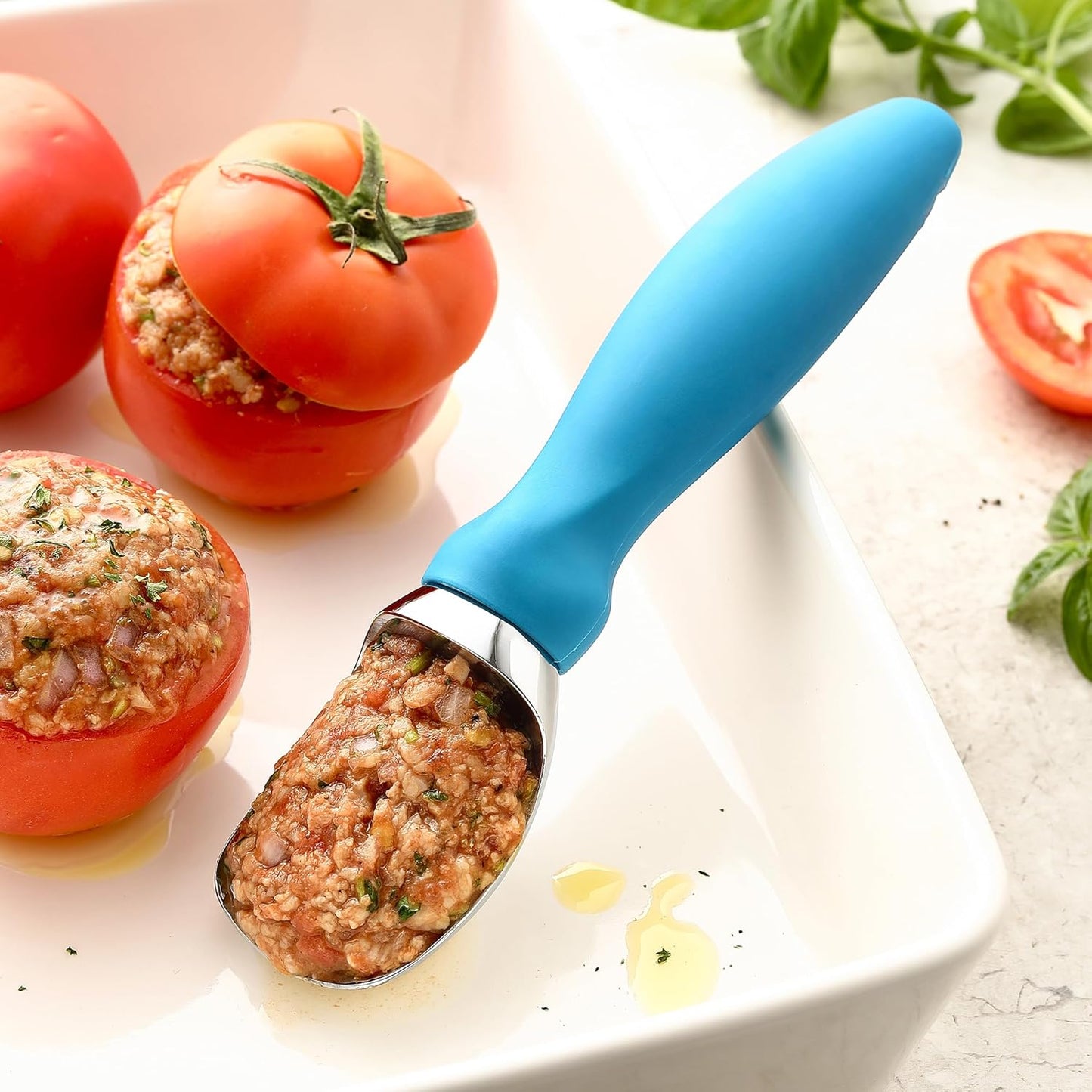 Spring Chef Heavy Duty Ice Cream Scoop with Comfortable Handle - Professional Ice Cream Scooper for Gelato, Sorbet, Cookie Dough, Melon, Frozen Yogurt - Dishwasher Safe Metal Kitchen Tool - Black
