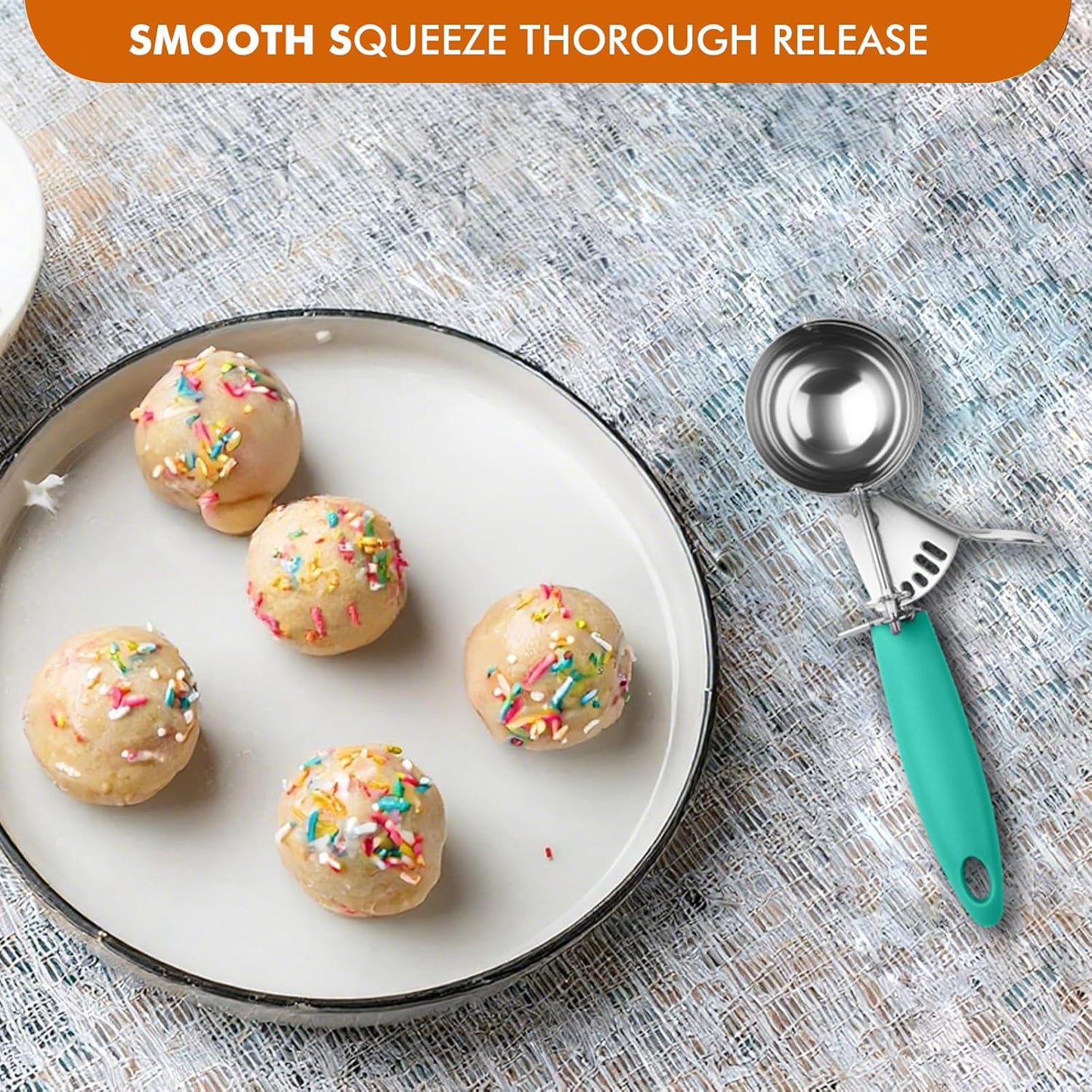 JUNADAEL J Portion Scoop, #20/2 OZ Ice Cream Scooper, Muffin Scoop, Disher, Yellow Handle, for Portion Control, Cookie Dough, Muffin, Cupcake Batter, Ice Cream, Mashed Potatoes