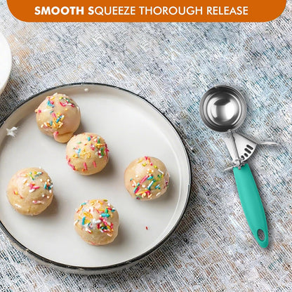 JUNADAEL J Portion Scoop, #20/2 OZ Ice Cream Scooper, Muffin Scoop, Disher, Yellow Handle, for Portion Control, Cookie Dough, Muffin, Cupcake Batter, Ice Cream, Mashed Potatoes
