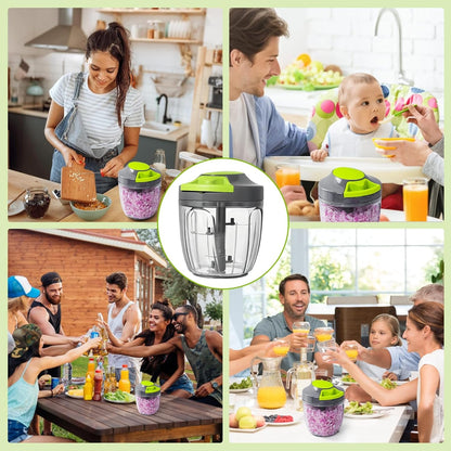 Manual Food Processor Vegetable Chopper, Portable Hand Pull String Garlic Mincer Onion Cutter for Veggies, Ginger, Fruits, Nuts, Herbs, etc.,500ml