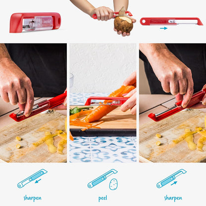 Dreamfarm Sharple Self-Sharpening Vegetable & Food Vertical Speed-Peeler - Red