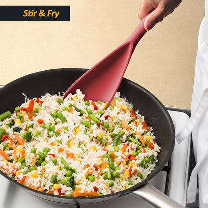 Silicone Spatula Spoon, Great for Both Cooking and Serving Durable BPA-Free Matte Black Silicone, Seamless Design, Safe for Nonstick Cooking Surfaces, 2-Pcs, Gray