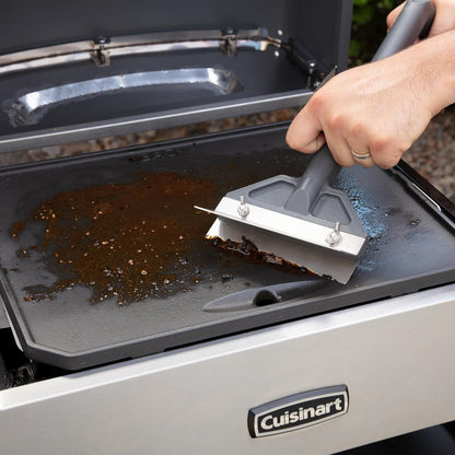 Cuisinart Heavy Duty Griddle Scraper, 6-inch Stainless Steel Blade with Splash Protection and Ergonomic Handle, Great Griddle Accessory Flat Top Grill Scraper BBQ Tool for Outdoor Cleaning