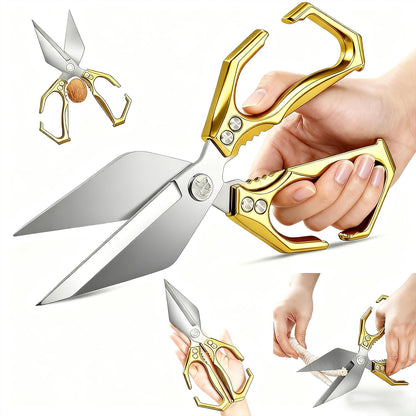 Multifunctional Heavy-Duty Kitchen Shears,Ultra Sharp Stainless Steel Poultry Shears,Multipurpose Food Scissors for Chicken, Meat,Fish, Vegetables,Bone Cutting(Silver)