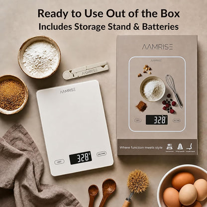 Extra Large Food Scale Grams and Ounces - Digital Food Scale with Countertop Stand – Tempered Glass Kitchen Scales with Backlit LCD, Multiple Units – 33LB/15KG Capacity and Auto Off Function