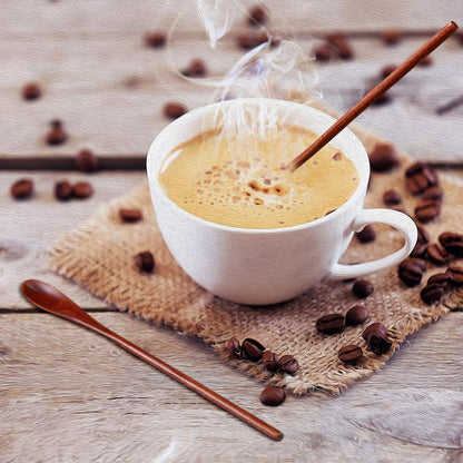 Patelai 10 Pieces Wooden Coffee Spoons Long Handle Mixing Wooden Spoon Handmade Stirring Teaspoon for Kitchen Stirring