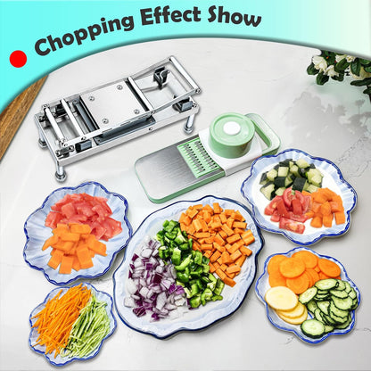 All-in-1 Vegetable Chopper with 8 Blades - Mandoline Slicer-Pro Food Chopper with Container - Veggie Salad Onion Chopper - Potato Dicer French Fry Cutter - Cheese Grater - Stainless Steel material