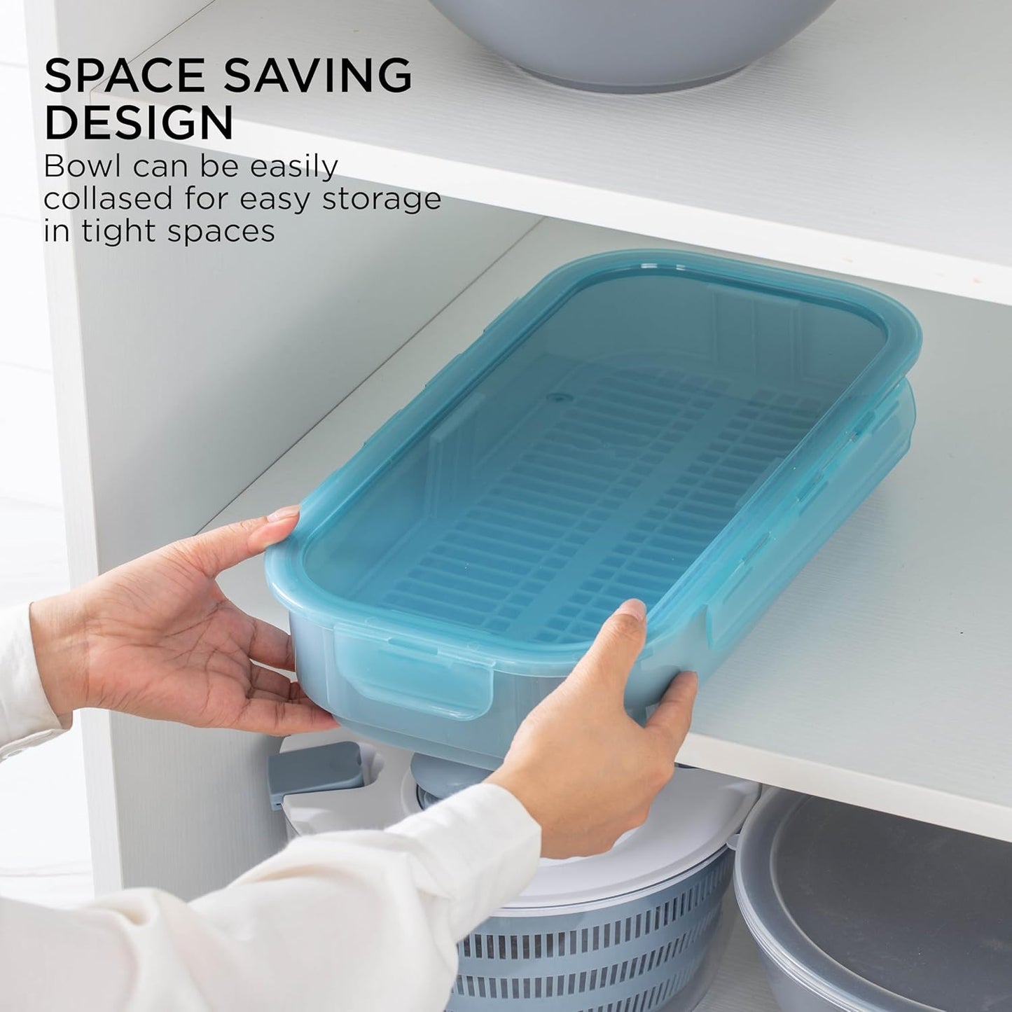 COOK WITH COLOR Collapsible Batter Bowl - Mess Free Breading Shaker Container - Great for Fried Fish, Fried Chicken, Onion Rings, Wings & More, Gray