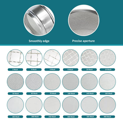 304 Stainless Steel Mesh Lab Sieve, 325 Mesh (0.045mm) Aperture Test Sieve, 4inch(10cm) Economy Standard Analysis Sample Test Sieves for Industrial Laboratory Homes - Colors A