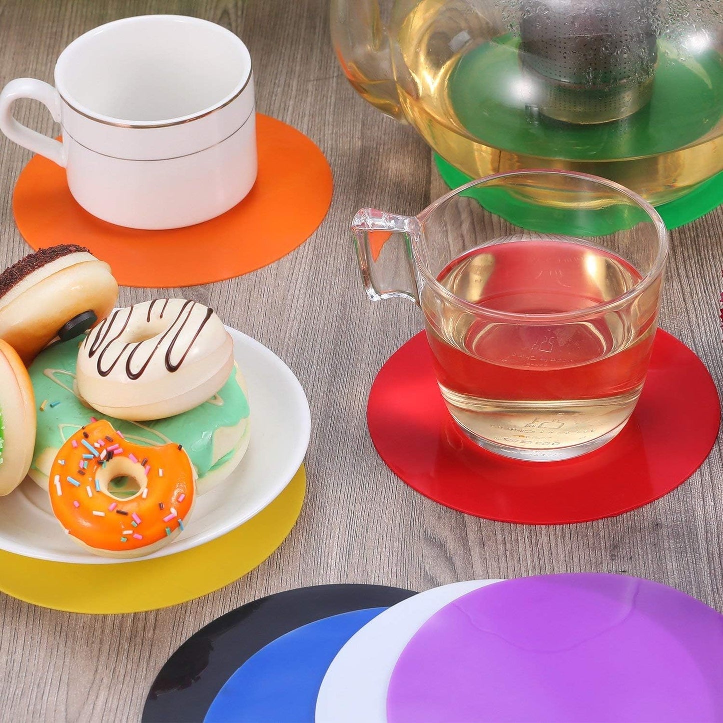 Chuangdi 8 Pcs Jar Opener Rubber Jar Gripper Pads 5'' Round Coasters Heat Insulation Pad Trivet Non Tear Multi-Purpose Bottle Lid Openers for Arthritic Weak Hands Kitchen Supplies(Bright Color)