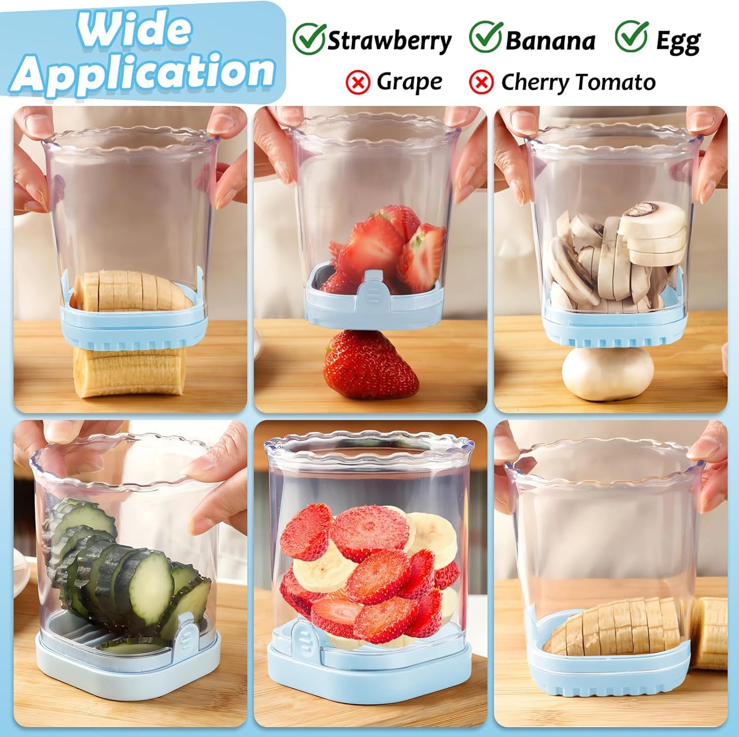 Creative Strawberry & Fruit Slicer - Detachable Cutter with Push Plate (Black)