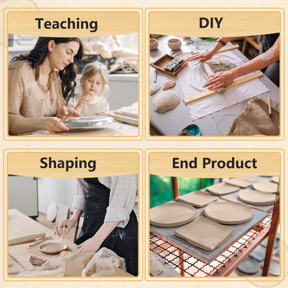 Sasylvia 10 Pcs Pottery Rolling Pin Guides Wood Teaching Rolling Mud Stick Guide Set Polymer Clay Depth Guide Pottery Tools Clay Mudboard Tools (5 Size,Wood Color)