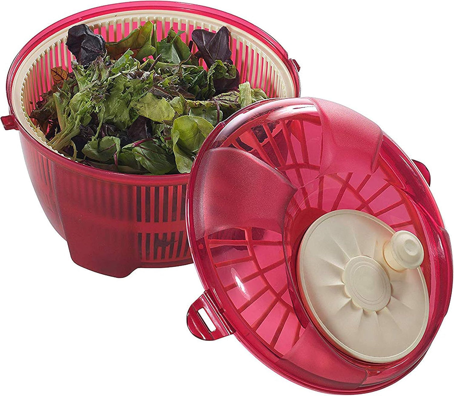 Mabel Home Salad Spinner, Salad Tosser and Mixer, 5,5 Quart, Vegetable Spinner -EXTRA Salt&Pepper Shaker inc. (Purple)