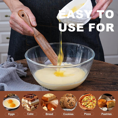 2 Pack Wooden Spurtle for Sourdough Starter, Mixing, Reaching Bottom of Jar, Dough Whisk, Long Handle Jar Spatula, Spurtles Kitchen Tools Teak Wood Kitchen Utensils kit for Baking, Cooking