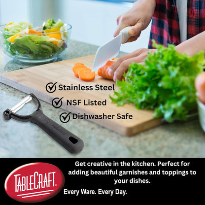 TableCraft 10987 Perfect Grip "Y" Peeler, 5-3/4" x 2-3/4" x 1", Serrated Edge, Stainless Steel (Replaces E5602-SE)