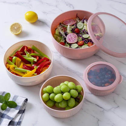 COOK WITH COLOR Prep Bowls with Lids- Wide and Deep Nesting Plastic Small Mixing Bowl Set with Lids, 8 Piece Set - Wide Bowls, Blue