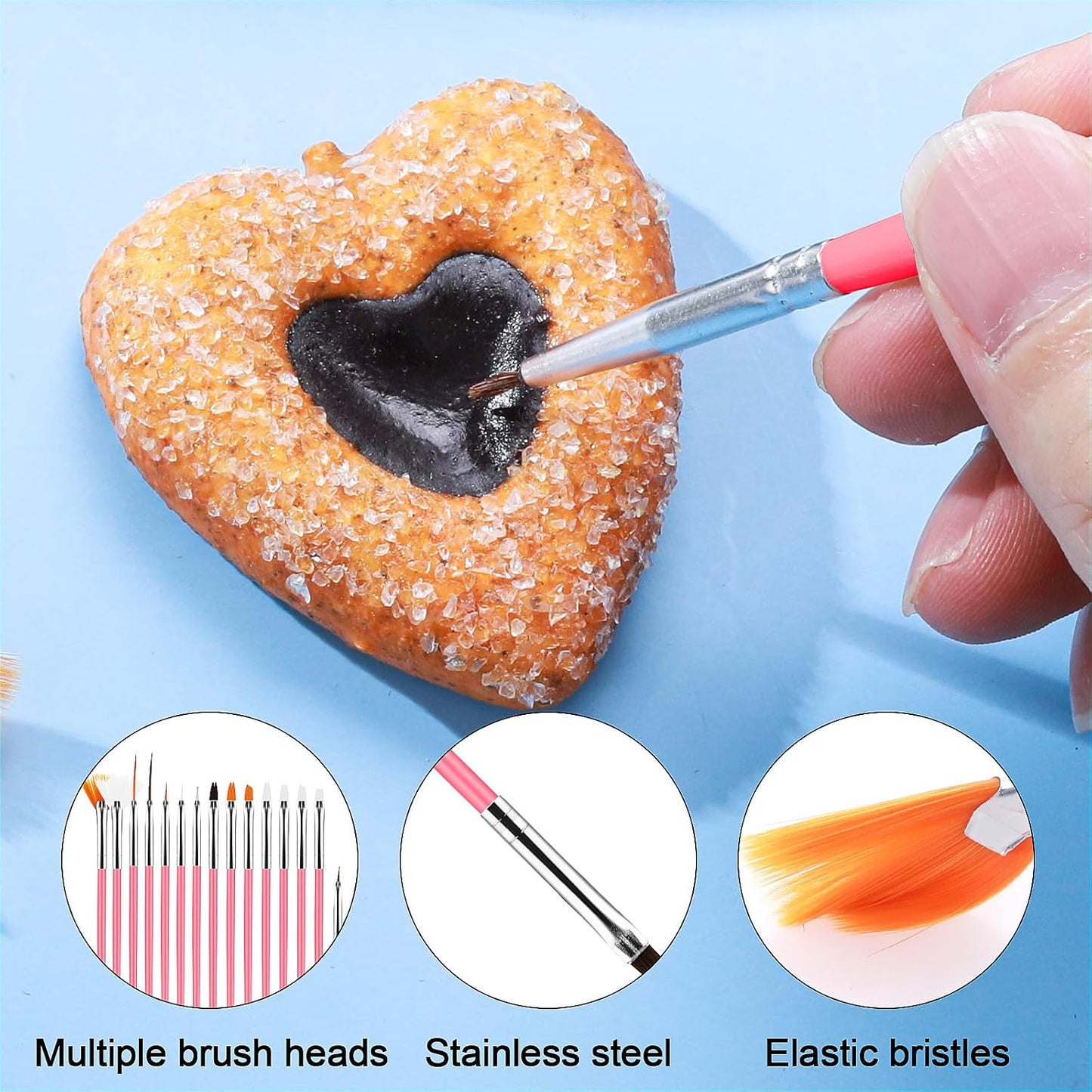 15pcs Cake Painting Brushes, Cake Decorating Brushes Kit, Food Paint Brush Tools, Fondant Sugar Cookie Painting Brushes Supplies for Cake Decoration (White)