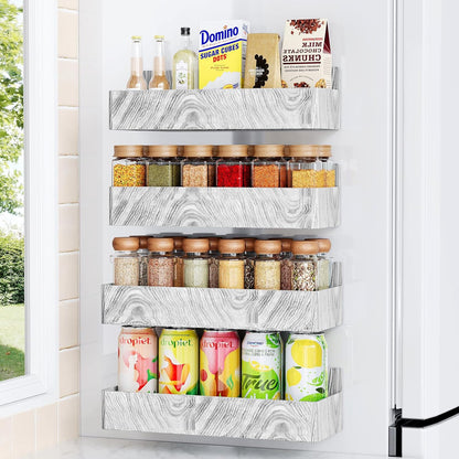Mystozer Magnetic Spice Rack for Refrigerator, Kitchen Organizer and Storage Shelf, Black (4 Pack)…