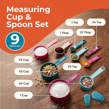 FARBERWARE 5-Piece Measuring Cup Set with Coffee Scoop, Durable Plastic Nesting Measuring Cups with Easy-Read Markings, BPA-Free, Dishwasher Safe