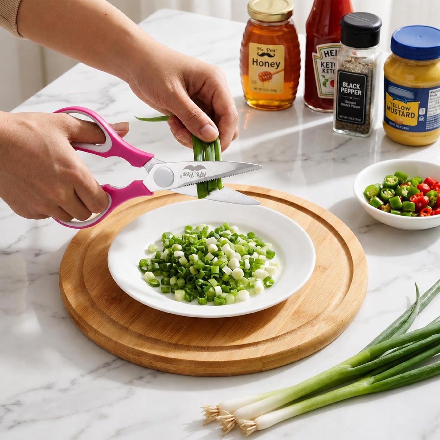 Mr. Pen- All Purpose Kitchen Shears with Protective Sheath, 8 Inch, Dishwasher Safe, Stainless Steel Food Scissors with Micro-Serrated Blades, Soft Grip Comfort Handle, Durable Utility Kitchen Shears