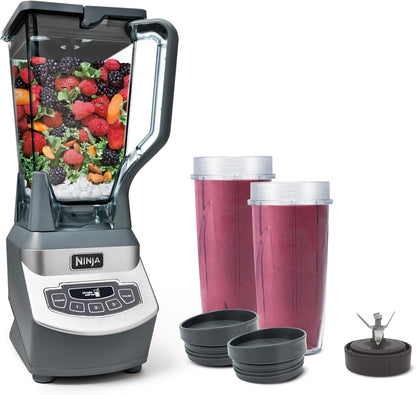 Ninja Kitchen System | All-in-One for Smoothies, Frozen Drinks, Veggie Chopper & More | With Full-Size Pitcher, 8 Cup Food Processor Bowl, (2) 18 oz. Cups, | 1200 Watt | Dark Grey | BR601AMZ