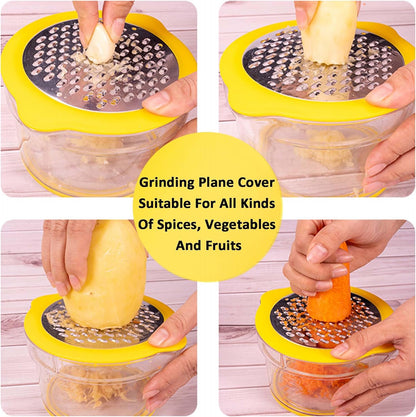 Corn Stripper, Corn Peeler with Measuring Container, 2-in-1 Kernel Cutter and Grater for Garlic Ginger, Yellow