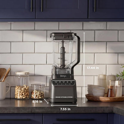 Ninja Kitchen System | All-in-One for Smoothies, Frozen Drinks, Veggie Chopper & More | With Full-Size Pitcher, 8 Cup Food Processor Bowl, (2) 18 oz. Cups, | 1200 Watt | Dark Grey | BR601AMZ