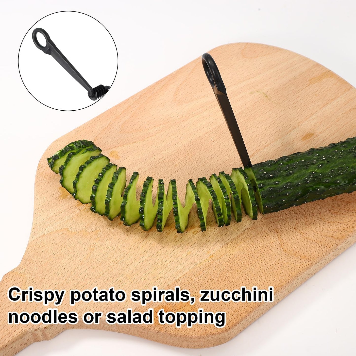 Kitchen Spiral and V-Shaped Cutter Set, Manual Spiral Vegetable Slicer V-Shaped Knife for Potato Cucumber Veggies Carrot Veg Spiralizer Kitchen Tool for Food Decoration & Fruit Garnishing