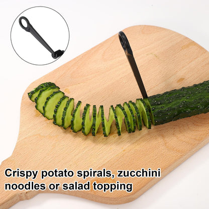 Kitchen Spiral and V-Shaped Cutter Set, Manual Spiral Vegetable Slicer V-Shaped Knife for Potato Cucumber Veggies Carrot Veg Spiralizer Kitchen Tool for Food Decoration & Fruit Garnishing