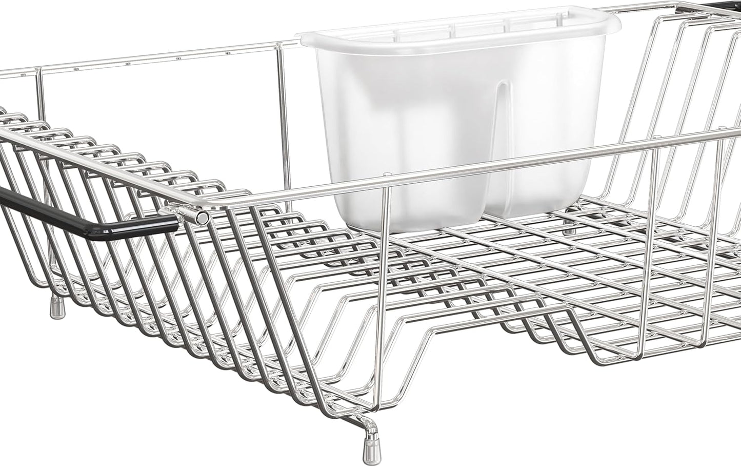 Simple Houseware Over Sink Counter Top Stainless Steel Dish Drainer Drying Rack, Chrome