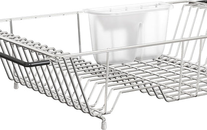 Simple Houseware Over Sink Counter Top Stainless Steel Dish Drainer Drying Rack, Chrome