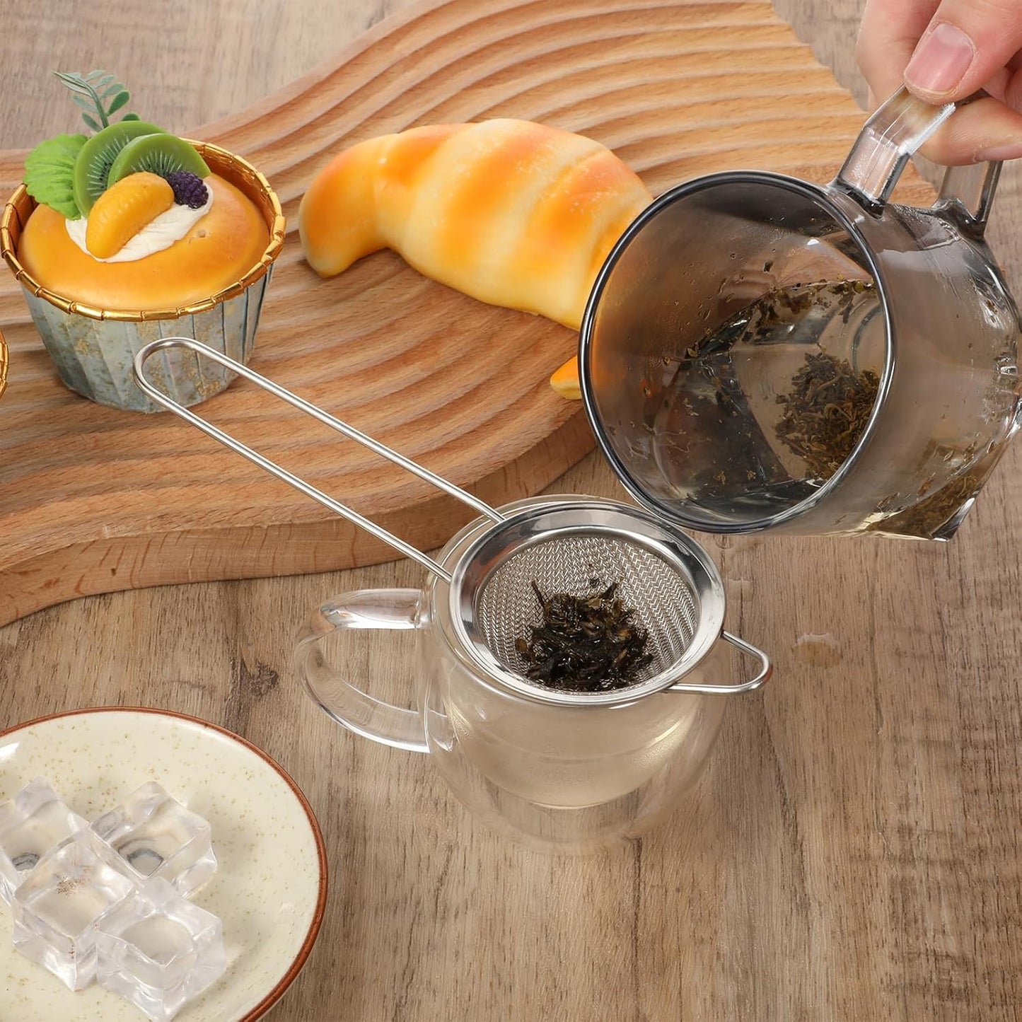 4 Pcs Stainless Steel Fine Mesh Strainer 4 Sizes Small Sieves with Handles Versatile Kitchen Strainer for Steeping Loose Leaf Tea Straining Cocktail Juice and Sifting Flour Sugar