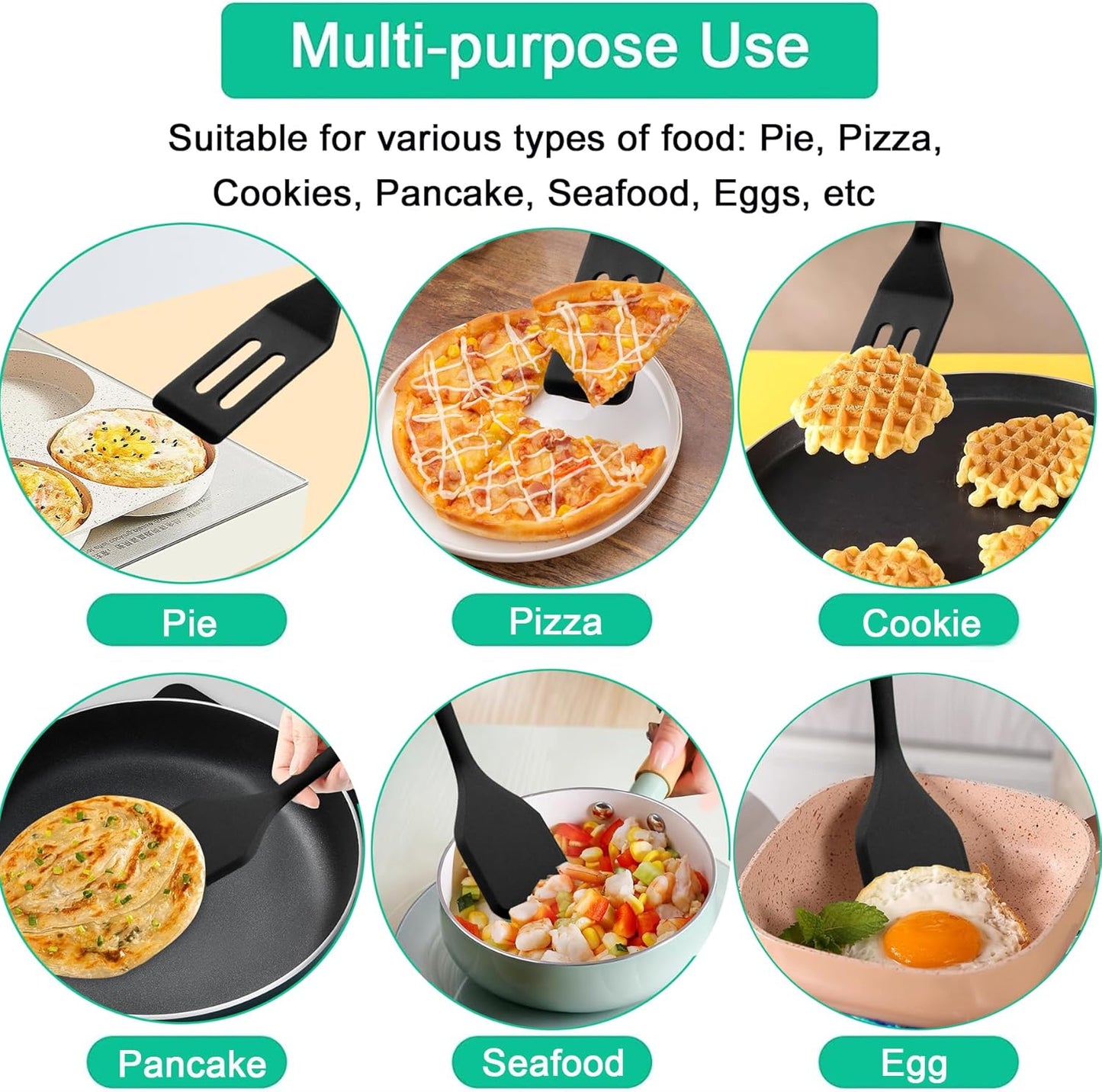 （2 Pack） Heat-Resistant Flexible Silicone Spatula for Baking, Cooking, Small Silicone Spatula Kitchen Utensils for Cookies & Brownies, Mini Rubber Spatulas for Nonstick Cookware (Green)